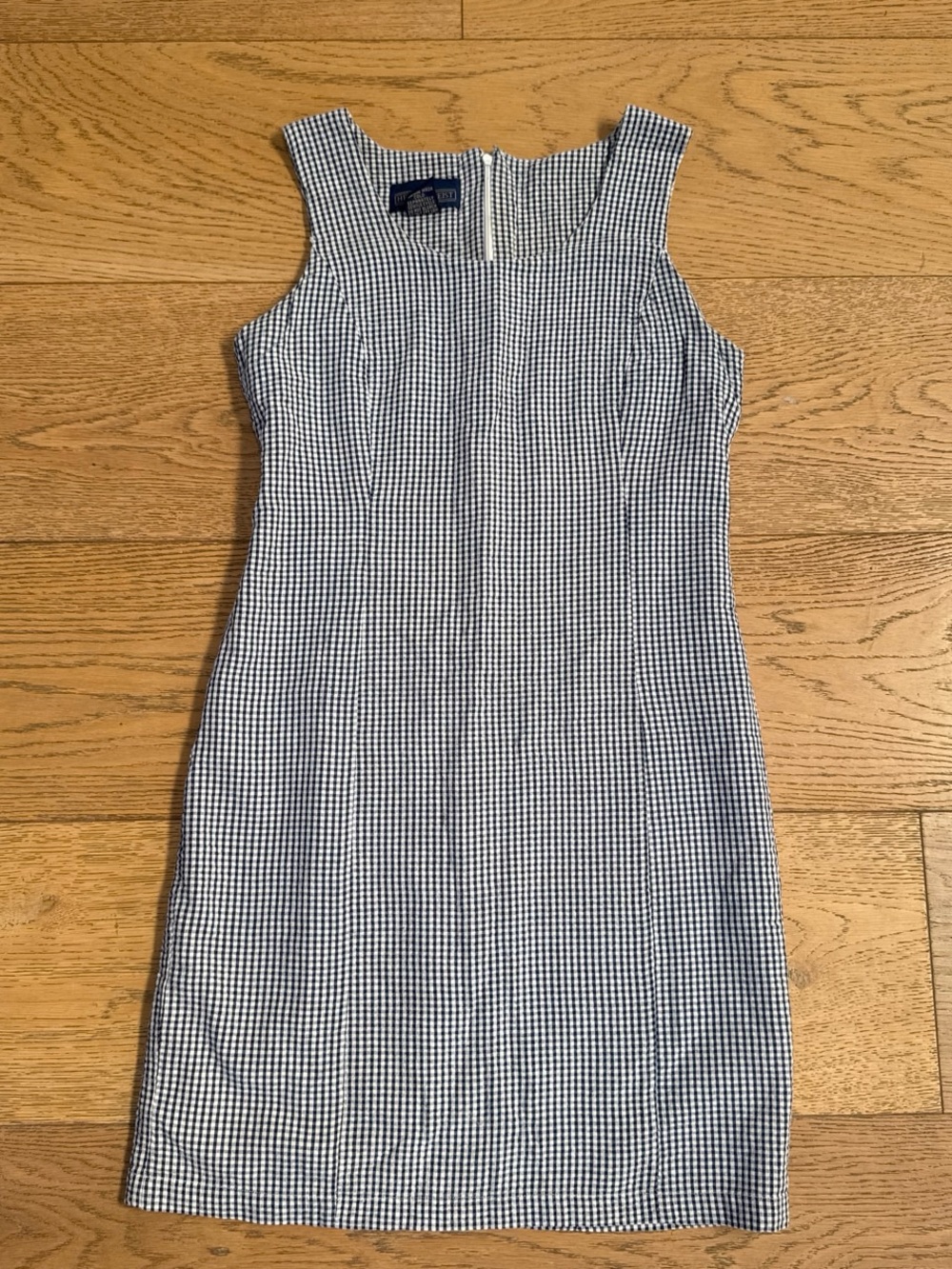 Vintage 90s Herman Geist Navy & White Gingham Sleeveless Mini Sheath Dress – Siz